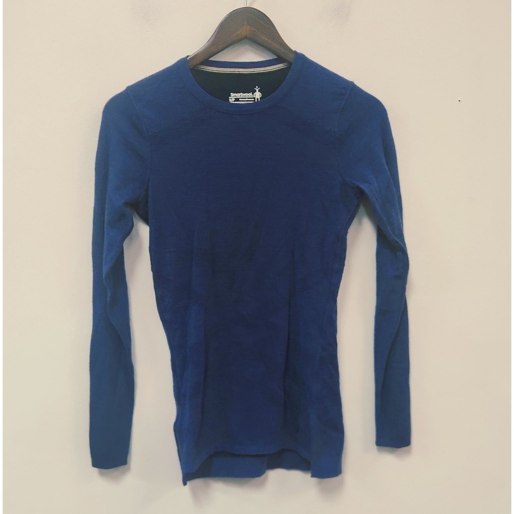Smartwool Womens Intraknit Long Sleeve Layering Shirt Size S Petite Blue Merino